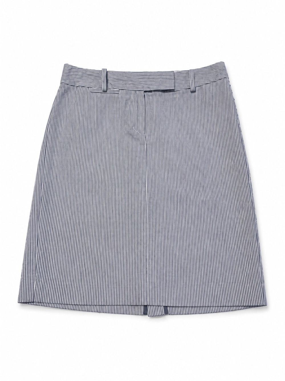 Talbots Petites Blue & White Seersucker Pencil Skirt Size 2P 100% Cotton